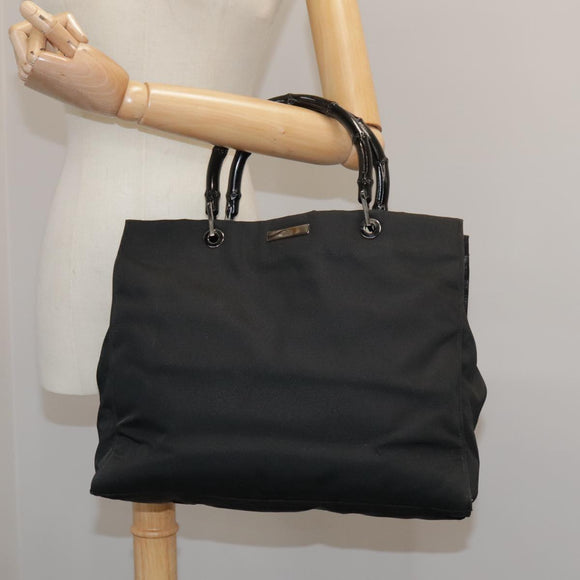 GUCCI Bamboo Hand Bag Nylon Black 002 1010 3444 Auth ep7044