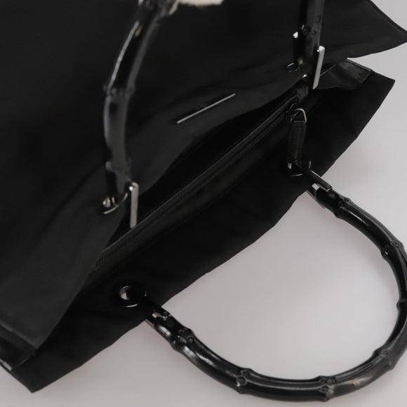 GUCCI Bamboo Hand Bag Nylon Black 002 1010 3444 Auth ep7044