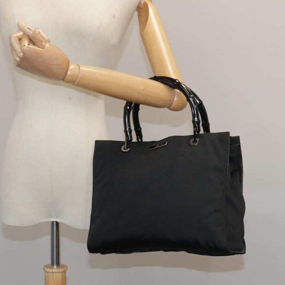 GUCCI Bamboo Hand Bag Nylon Black 002 1016 Auth ep7046