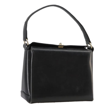 GUCCI Hand Bag Leather Black Gold Auth ep7067