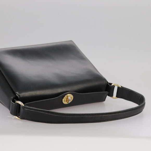 GUCCI Hand Bag Leather Black Gold Auth ep7067