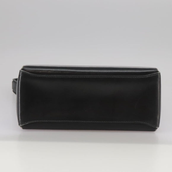 GUCCI Hand Bag Leather Black Gold Auth ep7067