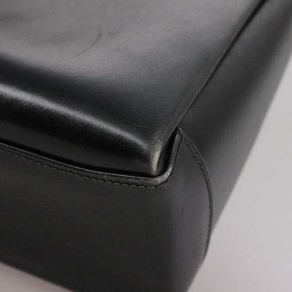 GUCCI Hand Bag Leather Black Gold Auth ep7067