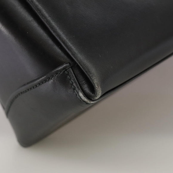 GUCCI Hand Bag Leather Black Gold Auth ep7067