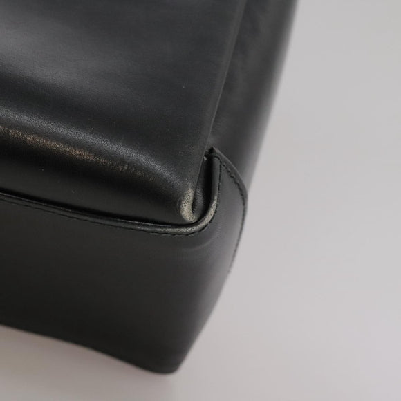 GUCCI Hand Bag Leather Black Gold Auth ep7067