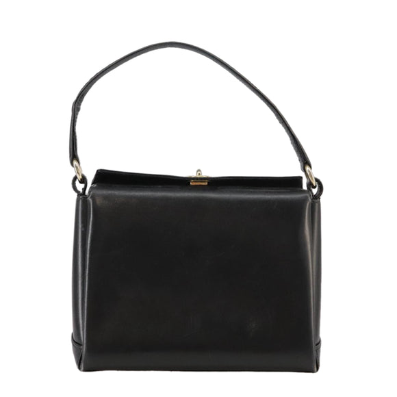 GUCCI Hand Bag Leather Black Gold Auth ep7067