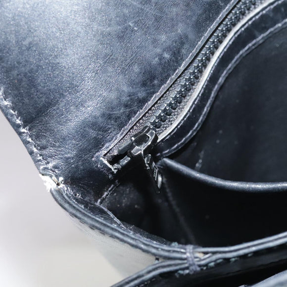 GUCCI Hand Bag Leather Black Gold Auth ep7067