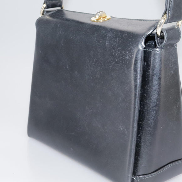 GUCCI Hand Bag Leather Black Gold Auth ep7067