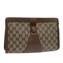 GUCCI GG Supreme Web Sherry Line Clutch Bag PVC Beige Red 89 01 033 Auth ep7068-1