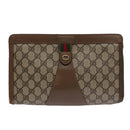 GUCCI GG Supreme Web Sherry Line Clutch Bag PVC Beige Red 89 01 033 Auth ep7068-13