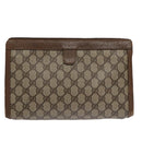 GUCCI GG Supreme Web Sherry Line Clutch Bag PVC Beige Red 89 01 033 Auth ep7068-2