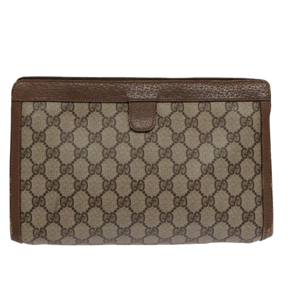 GUCCI GG Supreme Web Sherry Line Clutch Bag PVC Beige Red 89 01 033 Auth ep7068