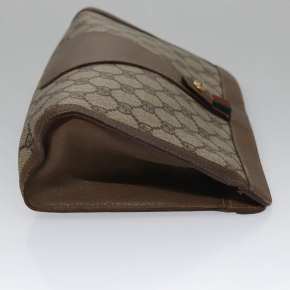 GUCCI GG Supreme Web Sherry Line Clutch Bag PVC Beige Red 89 01 033 Auth ep7068