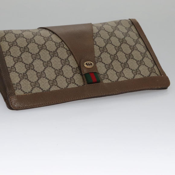 GUCCI GG Supreme Web Sherry Line Clutch Bag PVC Beige Red 89 01 033 Auth ep7068