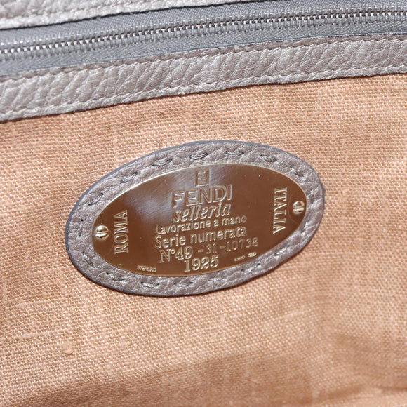 FENDI Celeria Hand Bag Leather Silver Auth ep7070