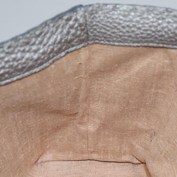 FENDI Celeria Hand Bag Leather Silver Auth ep7070