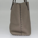 FENDI Celeria Hand Bag Leather Silver Auth ep7070-3