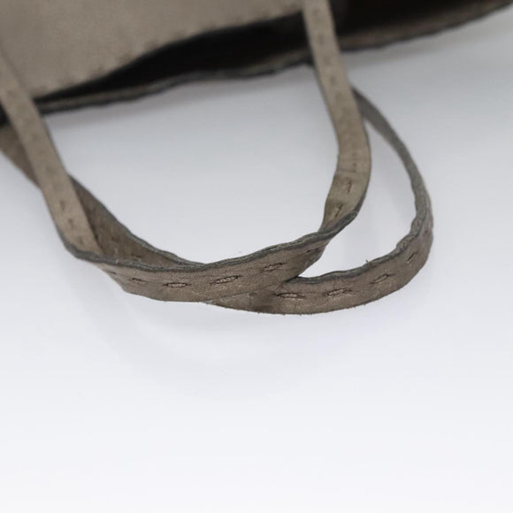 FENDI Celeria Hand Bag Leather Silver Auth ep7070