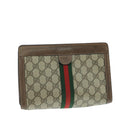 GUCCI GG Supreme Web Sherry Line Clutch Bag PVC Beige Red 64 01 001 Auth ep7072-1