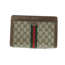 GUCCI GG Supreme Web Sherry Line Clutch Bag PVC Beige Red 64 01 001 Auth ep7072-13