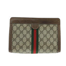 GUCCI GG Supreme Web Sherry Line Clutch Bag PVC Beige Red 64 01 001 Auth ep7072-2