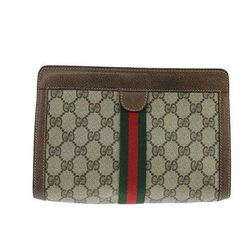 GUCCI GG Supreme Web Sherry Line Clutch Bag PVC Beige Red 64 01 001 Auth ep7072 - 0