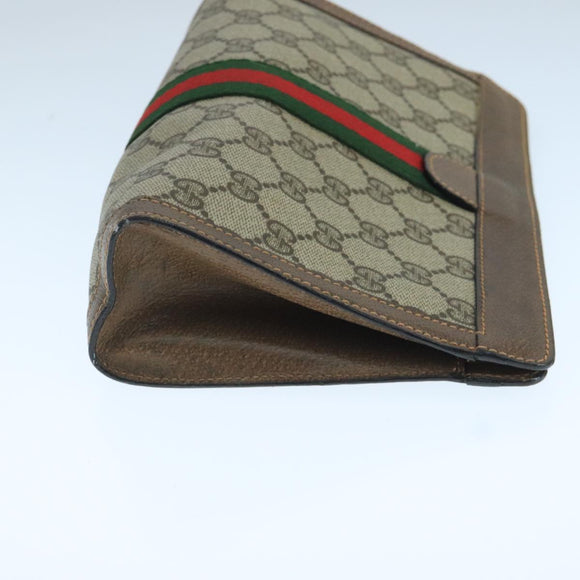GUCCI GG Supreme Web Sherry Line Clutch Bag PVC Beige Red 64 01 001 Auth ep7072