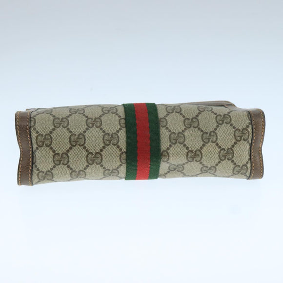 GUCCI GG Supreme Web Sherry Line Clutch Bag PVC Beige Red 64 01 001 Auth ep7072