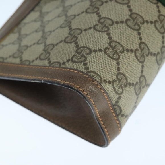 GUCCI GG Supreme Web Sherry Line Clutch Bag PVC Beige Red 64 01 001 Auth ep7072
