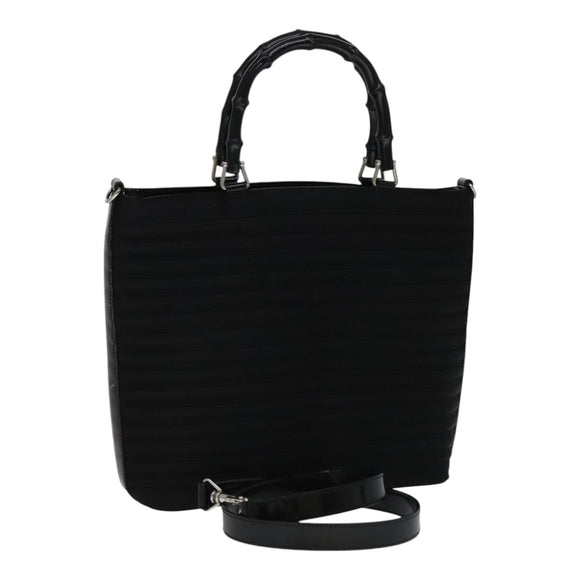 GUCCI Bamboo Hand Bag Nylon 2way Black 000 1705 0588 Auth ep7106