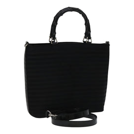 GUCCI Bamboo Hand Bag Nylon 2way Black 000 1705 0588 Auth ep7106