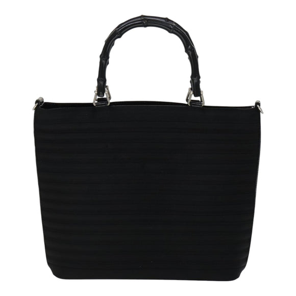 GUCCI Bamboo Hand Bag Nylon 2way Black 000 1705 0588 Auth ep7106