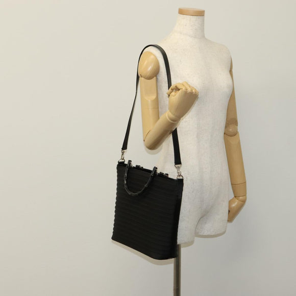 GUCCI Bamboo Hand Bag Nylon 2way Black 000 1705 0588 Auth ep7106