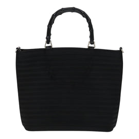GUCCI Bamboo Hand Bag Nylon 2way Black 000 1705 0588 Auth ep7106 - 0