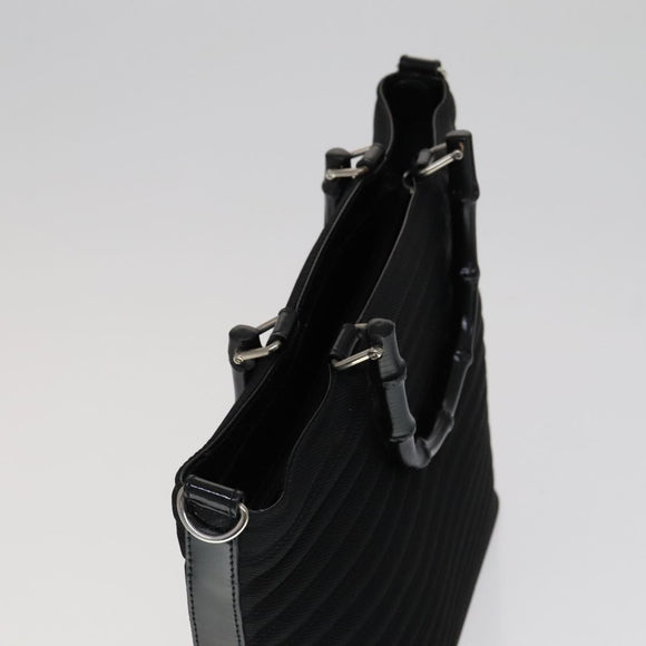 GUCCI Bamboo Hand Bag Nylon 2way Black 000 1705 0588 Auth ep7106