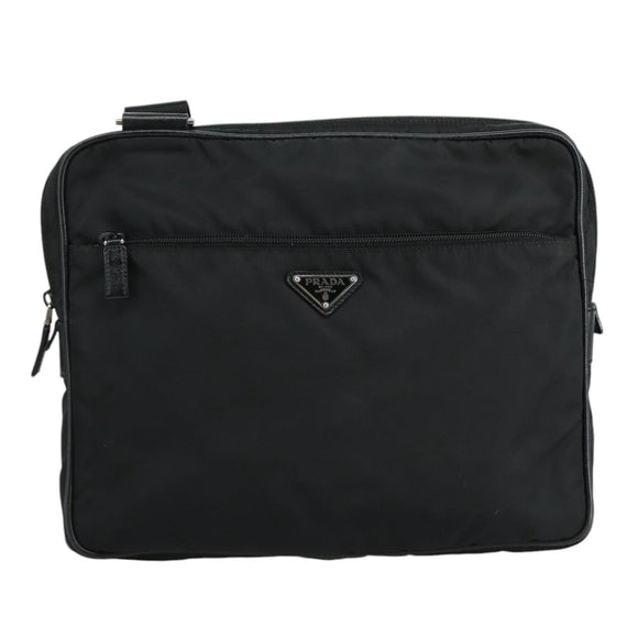 PRADA Shoulder Bag Nylon Black Silver Auth ep7117