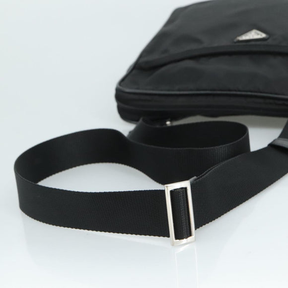 PRADA Shoulder Bag Nylon Black Silver Auth ep7117