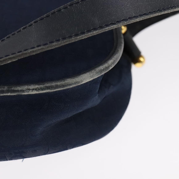 Christian Dior Trotter Canvas Shoulder Bag Navy Auth ep7123