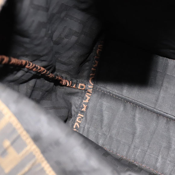 FENDI Zucca Canvas Hand Bag Brown Black Auth ep7128