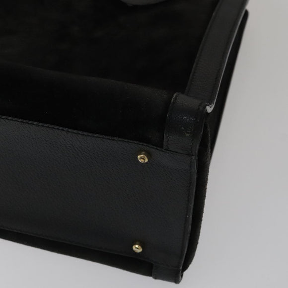 GUCCI Bamboo Hand Bag Leather Suede Black Gold 002 1186 0260 Auth ep7136