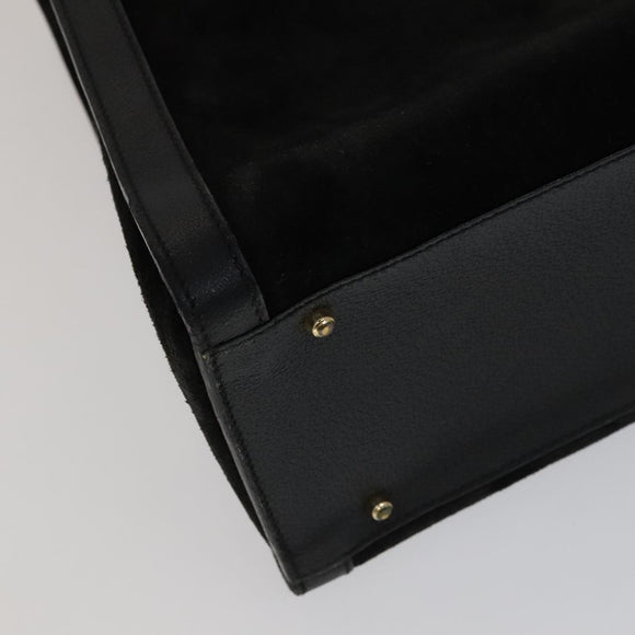 GUCCI Bamboo Hand Bag Leather Suede Black Gold 002 1186 0260 Auth ep7136