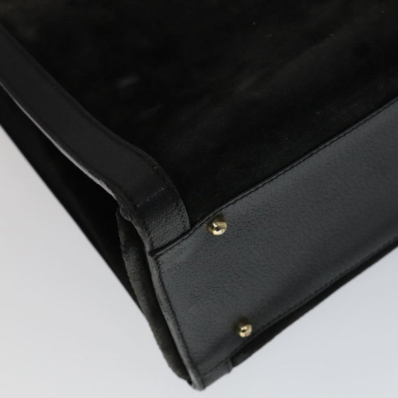 GUCCI Bamboo Hand Bag Leather Suede Black Gold 002 1186 0260 Auth ep7136