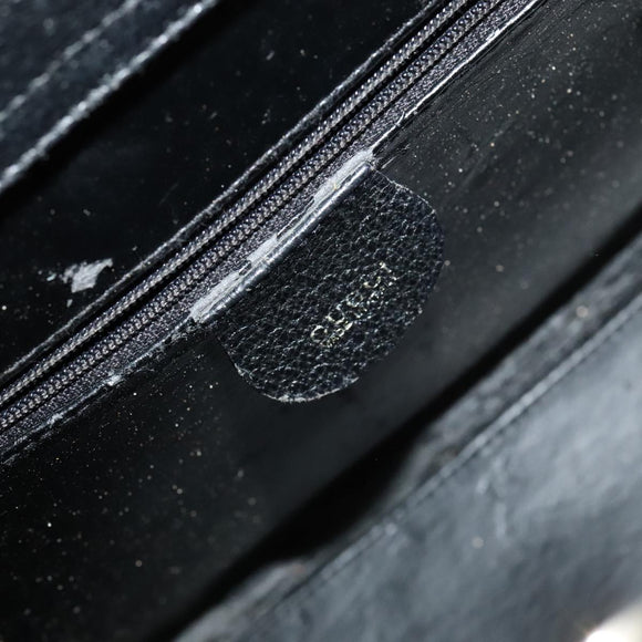 GUCCI Bamboo Hand Bag Leather Suede Black Gold 002 1186 0260 Auth ep7136