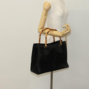 GUCCI Bamboo Hand Bag Leather Suede Black Gold 002 1186 0260 Auth ep7136-20