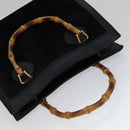 GUCCI Bamboo Hand Bag Leather Suede Black Gold 002 1186 0260 Auth ep7136-6