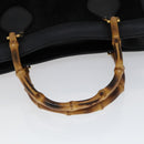 GUCCI Bamboo Hand Bag Leather Suede Black Gold 002 1186 0260 Auth ep7136-7