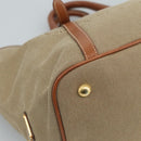 PRADA Hand Bag Canvas Beige Gold Auth ep7180-14