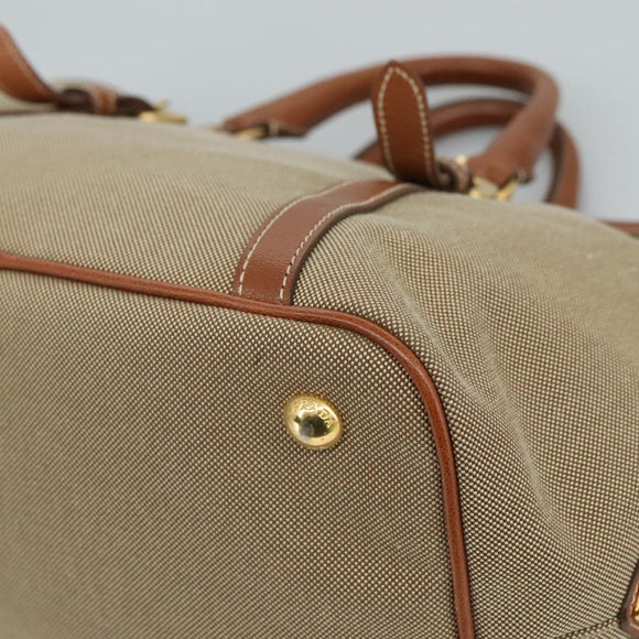 PRADA Hand Bag Canvas Beige Gold Auth ep7180