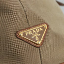 PRADA Hand Bag Canvas Beige Gold Auth ep7180-17