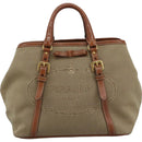 PRADA Hand Bag Canvas Beige Gold Auth ep7180-13